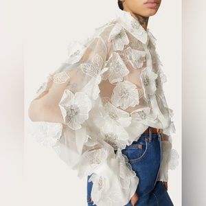 🎁 Lena Vie Boutique Drop Lux 3D Flower Crystal Pearl Embellished Top NWT 🎁